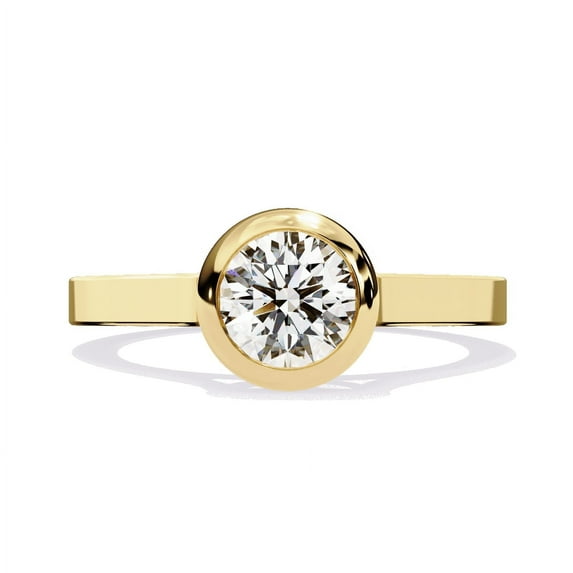 0.80 Ct Round Lab Grown Diamond Bezel Set Solitaire Engagement Ring in 14k white Gold