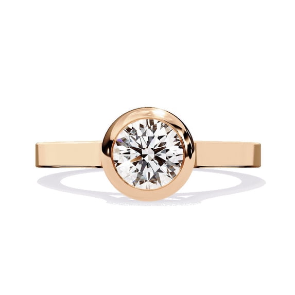 0.80 Ct Round Lab Grown Diamond Bezel Set Solitaire Engagement Ring in 14k white Gold
