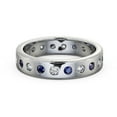 thumbnail image 1 of 0.80 Ct Round Shape Genuine Diamond Blue Sapphire Wonderful Eternity Band for Wedding 14K White Gold Size 9, 1 of 7