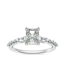 0.80 T.C.W Beautiful Solitaire with Accents Excellent Radiant Cut Natural Diamond Ring for Wedding and Anniversary in Solid 14K White Gold Size 7