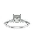 thumbnail image 1 of 0.80 T.C.W Brilliant Princess Cut Natural Diamond Latest Design Solitiare with Accents Engagement Ring for Women Solid 18K White Gold Size 3, 1 of 6