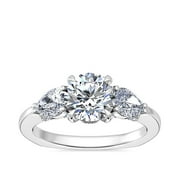 DIAMOND-CAPITALS 0.80 T.C.W Clarity VS1 Round Natural Diamond Unique Three Stone Ring for Wedding Solid 14K White Gold Size 7