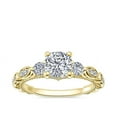 thumbnail image 1 of 0.80 T.C.W Cushion Shape Natural Diamond Latest Design Solitaire with Accents Wedding Ring for Women Solid 18K Yellow Gold Size 8, 1 of 8