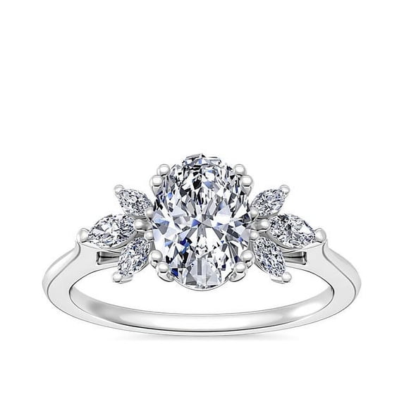 0.80 T.C.W Oval Shaped Real Diamond New Design Solitaire Wedding Ring for Women Solid 18K White Gold Size 3.5