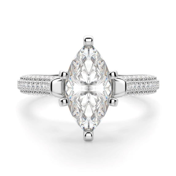 0.80 TCW Marquise Cut Unique Engagement Ring 10K White Gold