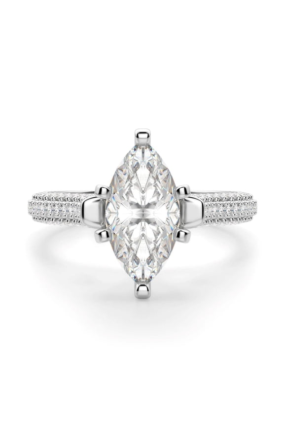 0.80 TCW Marquise Cut Unique Engagement Ring 925 Silver