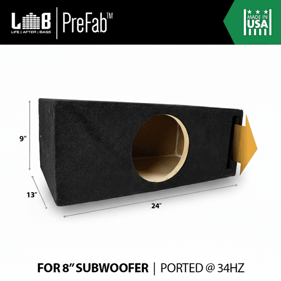 0.80 ft @ 34Hz Ported 3/4" MDF SQ/SPL Enclosure Box for Single 8" Car Subwoofer