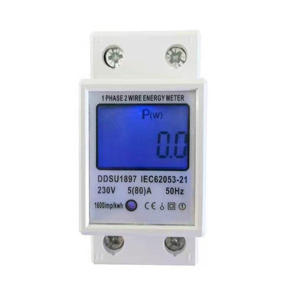0-80A 230V Lcd Backlight Digital Display 1Phase Din Rail Electronic Energy Meter