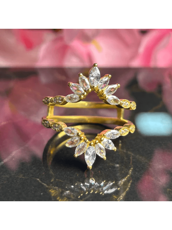 0.80Ct. Round Cut and Marquise Cut Diamond Engagement Ring Guard Wrap- Stacking Ring