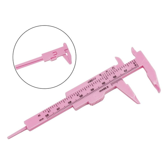 0-80Mm Plastic Sliding Vernier Caliper Gauge Measure Tool Double Scale Ruler Pink