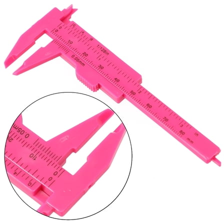 0-80Mm Plastic Sliding Vernier Caliper Gauge Measure Tool Double Scale Ruler Rose Red