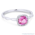 thumbnail image 1 of 0.80ct Cushion Cut Lab-Created Pink Sapphire & Diamond Square-Halo Ring in 14k White Gold, 1 of 1