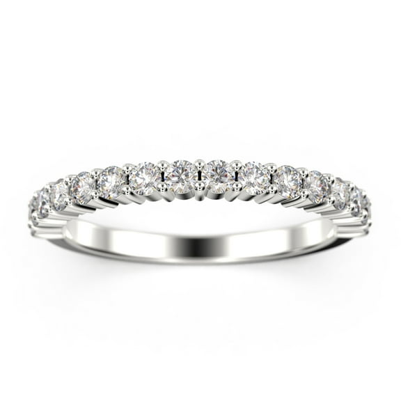 0.80ct Shared Prong Diamond Moissanite 18K White Gold Over Silver Wedding Band