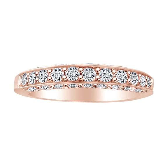 AFFY 0.81 Carat Round Shape White Natural Diamond Engagement Band Ring 18k Solid Rose Gold Ring Size-5