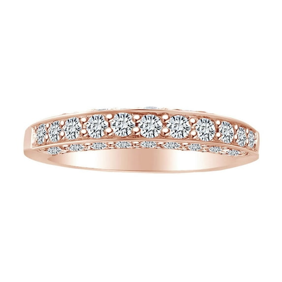 AFFY 0.81 Carat Round Shape White Natural Diamond Engagement Band Ring 18k Solid Rose Gold Ring Size-6.5