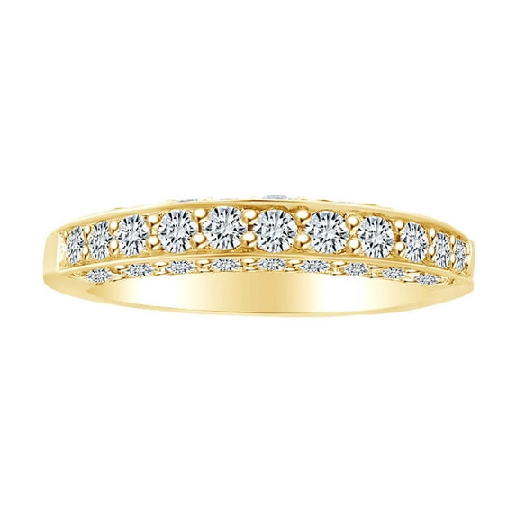 AFFY 0.81 Carat Round Shape White Natural Diamond Engagement Band Ring 18k Solid Yellow Gold Ring Size-10