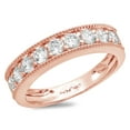thumbnail image 1 of 0.81 ct Brilliant Round Cut Real Genuine Natural Diamond VS1-VS2 I-J Solid Real 18K Rose Gold Engagement Designer Art Deco Dainty Promise Wedding BW/ size 9, 1 of 5