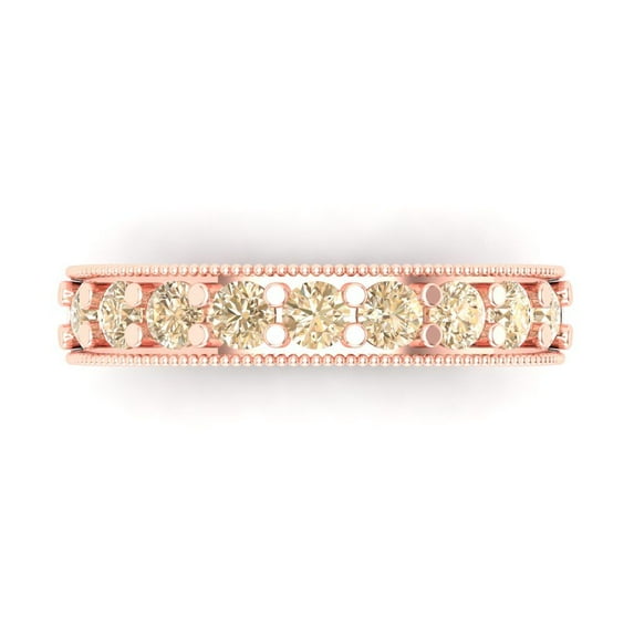 0.81 ctw Wedding Band for Women - 14K Rose Gold Natural Morganite Stackable Eternity Ring