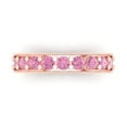 thumbnail image 1 of 0.81 ctw Wedding Band for Women - 14K Rose Gold Simulated Pink Diamond Stackable Eternity Ring, 1 of 6