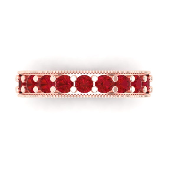 0.81 ctw Wedding Band for Women - 14K Rose Gold Simulated Pink Tourmaline Stackable Eternity Ring