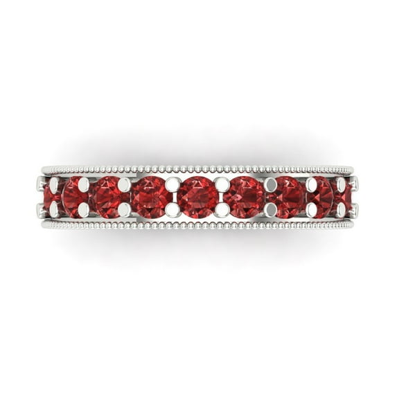 0.81 ctw Wedding Band for Women - 14K White Gold Natural Garnet Stackable Eternity Ring