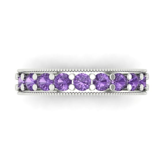 0.81 ctw Wedding Band for Women - 14K White Gold Simulated Alexandrite Stackable Eternity Ring