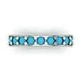 thumbnail image 1 of 0.81 ctw Wedding Band for Women - 14K White Gold Simulated Turquoise Stackable Eternity Ring, 1 of 6