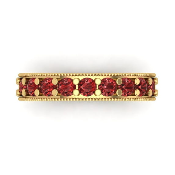 0.81 ctw Wedding Band for Women - 14K Yellow Gold Natural Garnet Stackable Eternity Ring