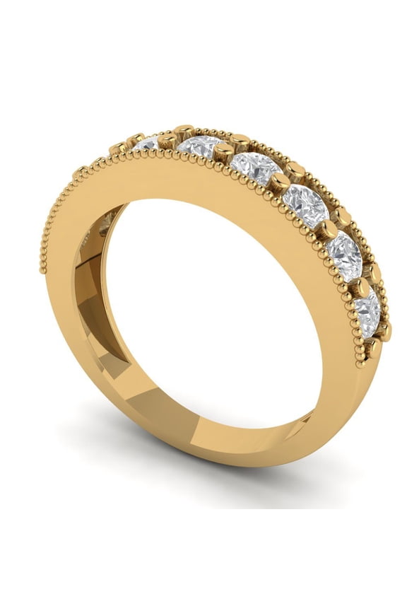 0.81 ctw Wedding Band for Women - 14K Yellow Gold Simulated Diamond Stackable Eternity Ring