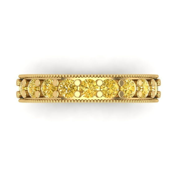0.81 ctw Wedding Band for Women - 14K Yellow Gold Simulated Yellow Diamond Stackable Eternity Ring