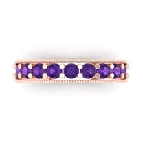 0.81 ctw Wedding Band for Women - 18K Rose Gold Natural Amethyst Stackable Eternity Ring