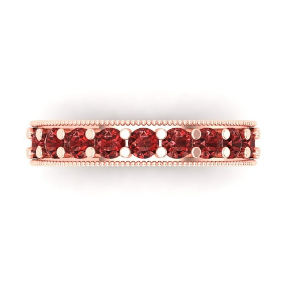 0.81 ctw Wedding Band for Women - 18K Rose Gold Natural Garnet Stackable Eternity Ring
