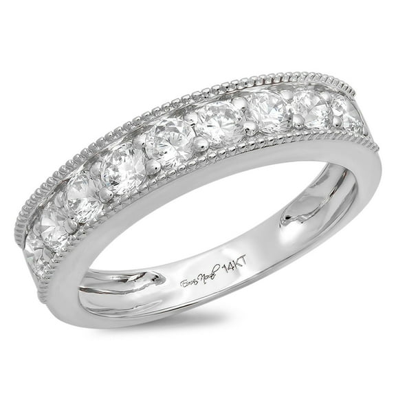 0.81 ctw Wedding Band for Women - 18K White Gold Moissanite Stackable Eternity Ring