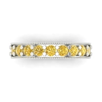 0.81 ctw Wedding Band for Women - 18K White Gold Natural Citrine Stackable Eternity Ring