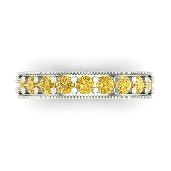 0.81 ctw Wedding Band for Women - 18K White Gold Natural Citrine Stackable Eternity Ring
