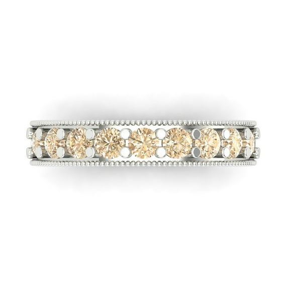 0.81 ctw Wedding Band for Women - 18K White Gold Natural Morganite Stackable Eternity Ring