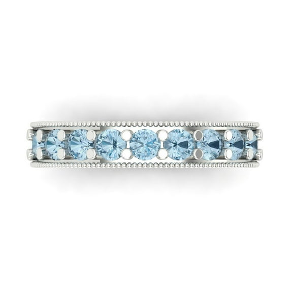 0.81 ctw Wedding Band for Women - 18K White Gold Simulated Blue Sapphire Stackable Eternity Ring