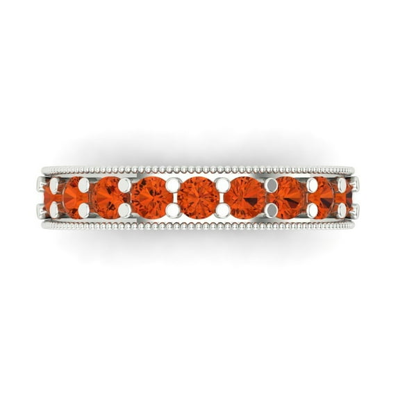 0.81 ctw Wedding Band for Women - 18K White Gold Simulated Red Diamond Stackable Eternity Ring