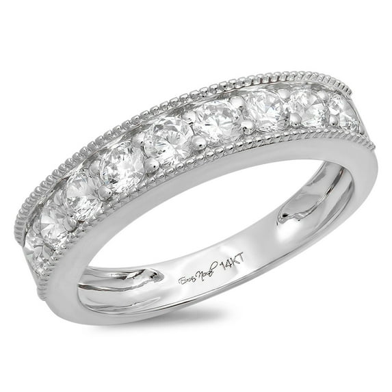 0.81 ctw Wedding Band for Women - 18K White Gold White Sapphire Stackable Eternity Ring