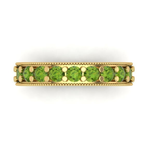 0.81 ctw Wedding Band for Women - 18K Yellow Gold Natural Peridot Stackable Eternity Ring