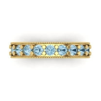 0.81 ctw Wedding Band for Women - 18K Yellow Gold Natural Swiss Blue Topaz Stackable Eternity Ring