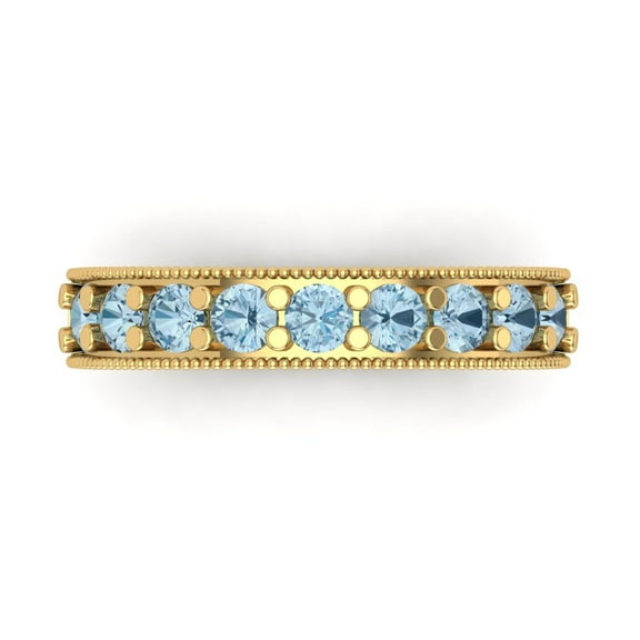 0.81 ctw Wedding Band for Women - 18K Yellow Gold Simulated Blue Diamond Stackable Eternity Ring