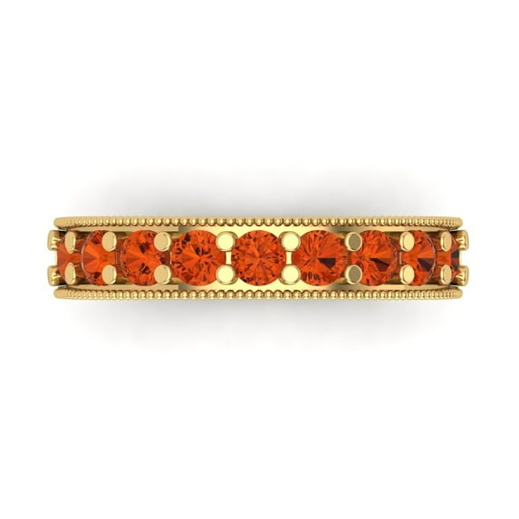 0.81 ctw Wedding Band for Women - 18K Yellow Gold Simulated Red Diamond Stackable Eternity Ring
