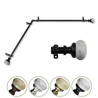 0.812 in. Dia. Creola Corner Curtain Rod, Black - 66-120 in.