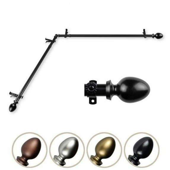 0.812 in. Dia. Faye Corner Curtain Rod, Black - 28-48 in.