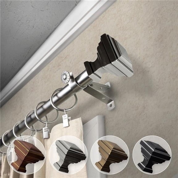 0.812 in. Dia. Kira Curtain Rod, Satin Nickel - 48-84 in.