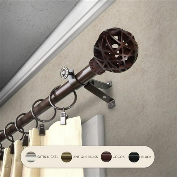 0.8125 in. Arabella Curtain Rod with 48 to 84 in. Extension, Cocoa