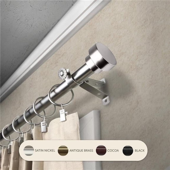 0.8125 in. Cappa Curtain Rod with 48 to 84 in. Extension, Satin Nickel