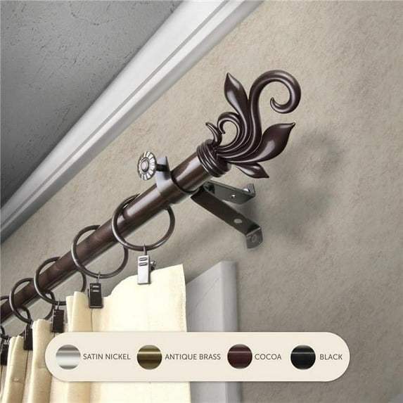 0.8125 in. Giles Curtain Rod with 28 to 48 in. Extension, Cocoa
