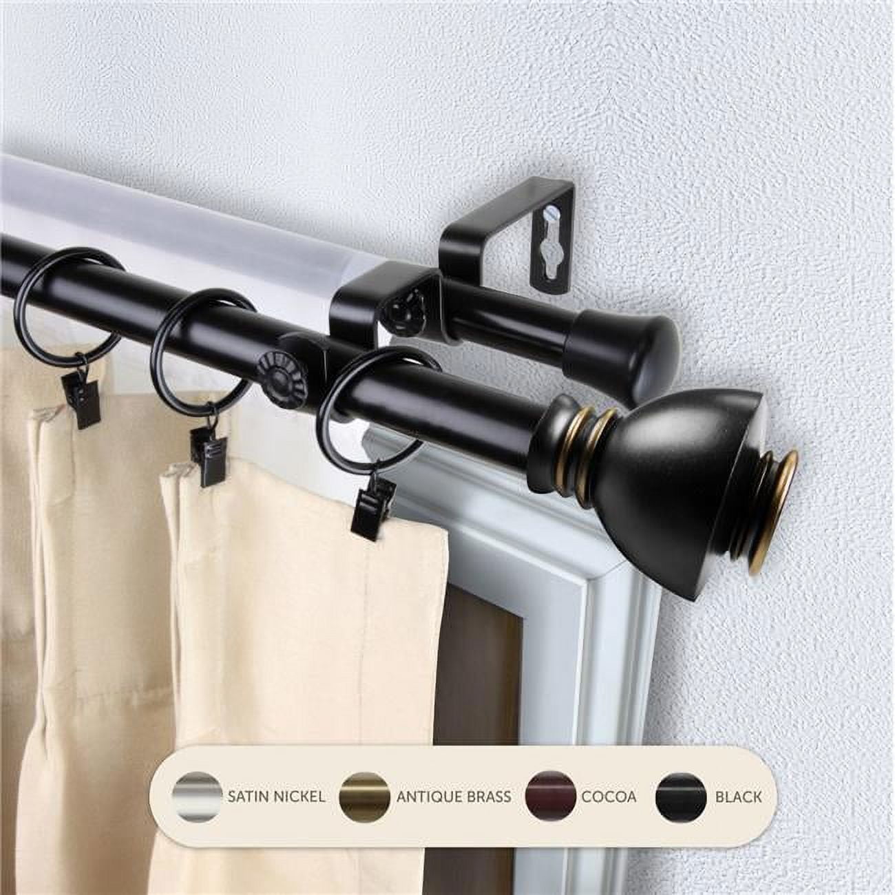 0.8125 in. Kingsly Double Curtain Rod with 48 to 84 in. Extension, Black